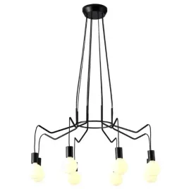 czarna-lampa-wiszaca-loft-osmioramienna-sypialnia