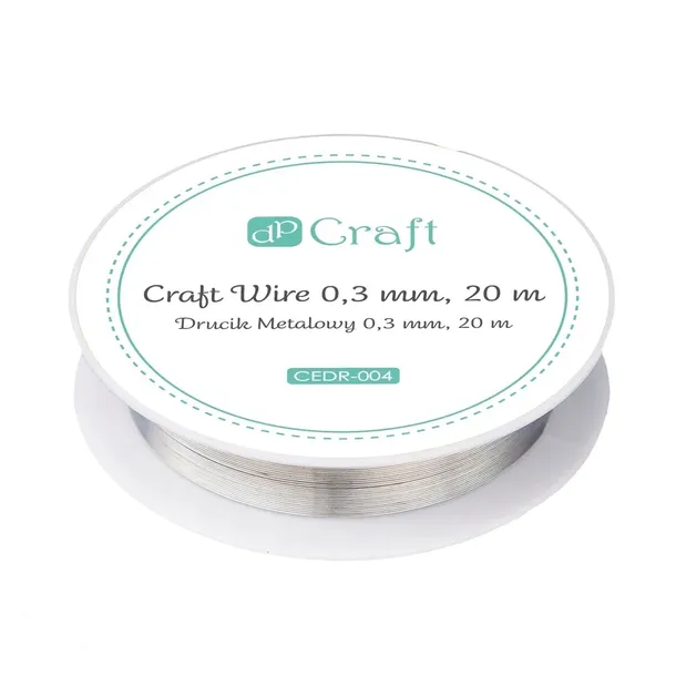 Drucik metalowy 0,3mm 20m srebrny dpCraft scapbooking do bransoletek drut