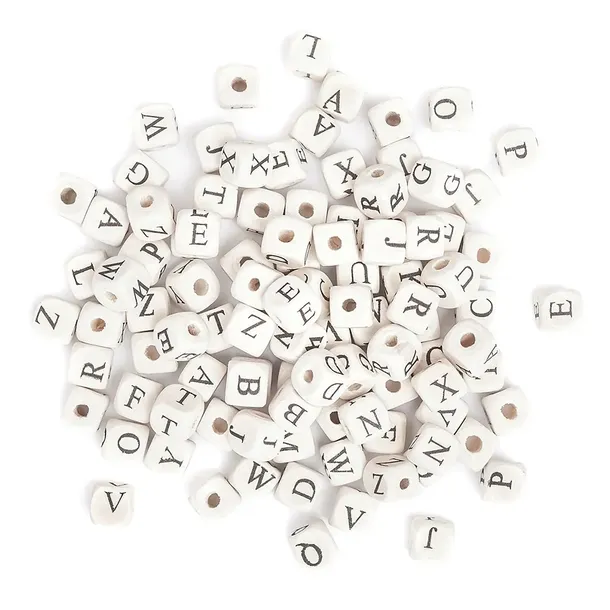 DREWNIANE KORALIKI LITERY 100szt dpCraft naturalne korale z literkami DIY