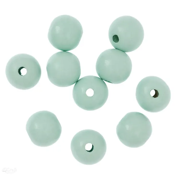 KORALIKI DREWNIANE KULKI 2,5cm 10szt MIĘTOWE dpCraft makrama korale DIY