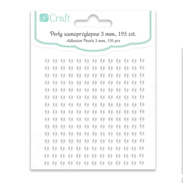 Perły samoprzylepne ozdobne 3mm 195szt BIAŁE dpCraft off white perełki DIY