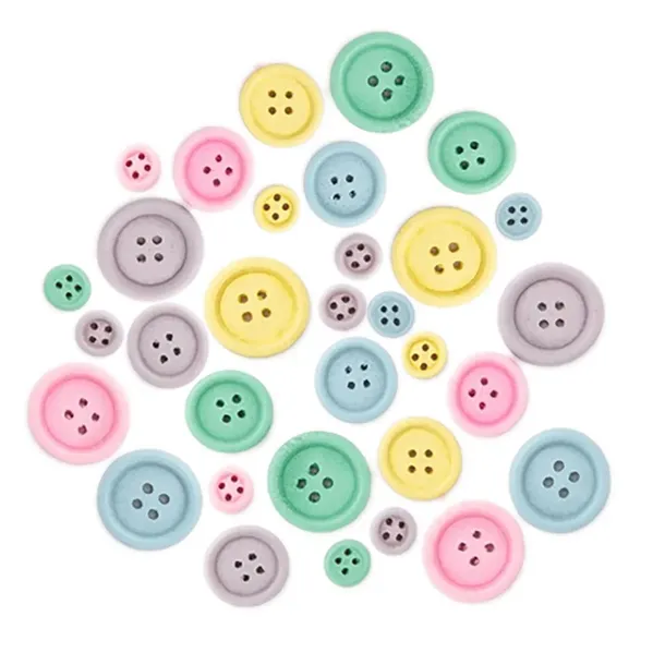 Guziki drewniane mix 30 szt pastelowe dpCraft naturalne pastel scrapbooking