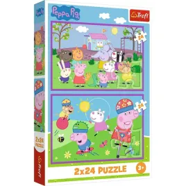 puzzle-2x24-peppa-na-placu-zabaw-swinka-peppa-trefl-34435