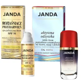 janda-zestaw-rozjasniacz-przebarwien-krem-spf-50-odzywka-na-prezent