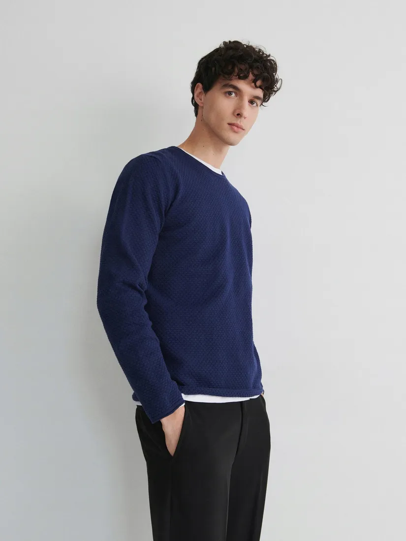 granatowy-strukturalny-sweter-reserved-m-stan-nowy