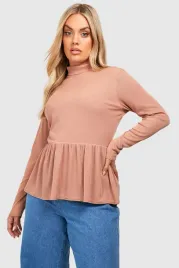 brazowa-prazkowana-bluzka-boohoo-xxl