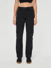 czarne-proste-spodnie-jeansowe-z-kieszeniami-cargo-house-xxl