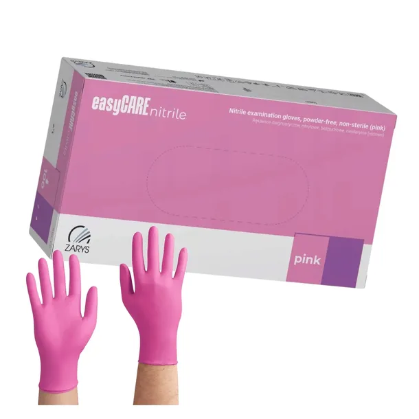 Rękawiczki rękawice nitrylowe RÓŻOWE diagnostyczne easyCARE PINK S