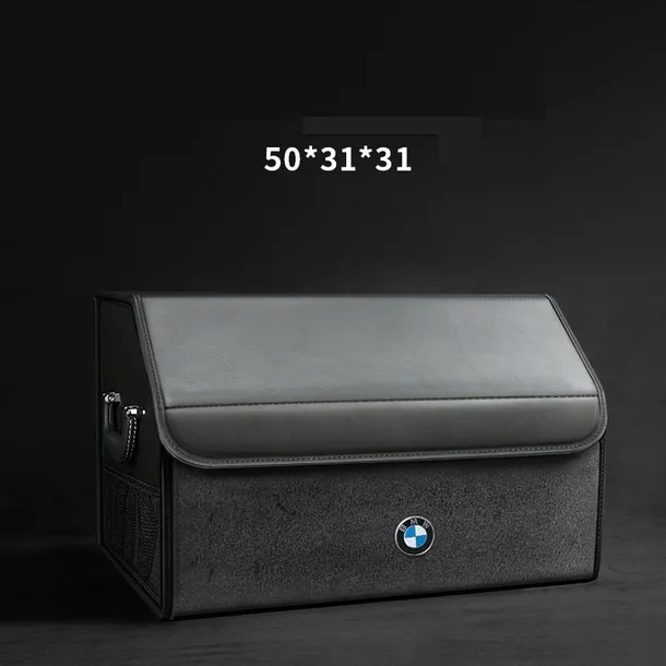 Skórzany organizer do bagażnika logo BMW 50 × 31 × 31, zamszowa, czarny