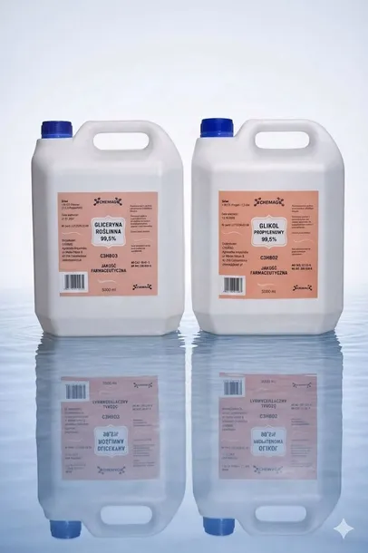 ZESTAW: GLICERYNA ROŚLINNA 99,5% 5 L GLIKOL PROPYLENOWY 5 L 99,5%