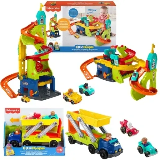 FISHER-PRICE TOR SAMOCHODOWY ZJEŻDŻALNIA GARAŻ 2W1 ZABAWKA PREZENT