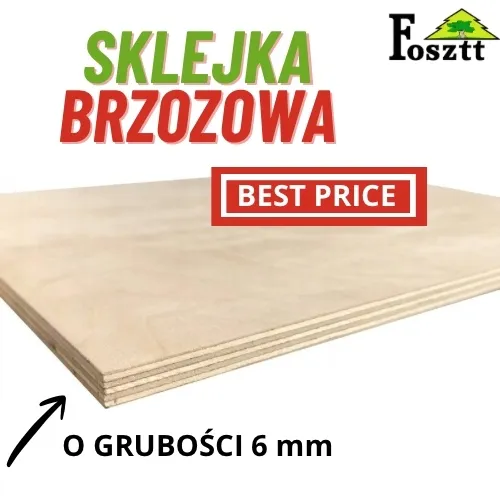 SKLEJKA BRZOZOWA 6 mm WODOODPORNA|WYSOKA JAKOŚĆ|PŁYTA 100X60