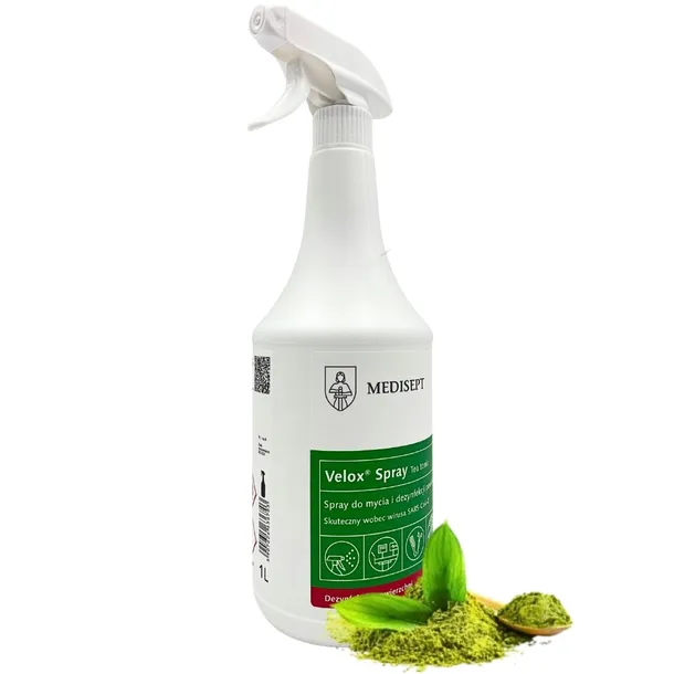 Velox Spray 1L płyn do dezynfekcji powierzchni i sprzętu Tea Tonic Medisept