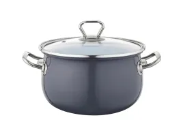 garnek-emalia-pleszew-bliss-16cm-2-1l-ciemny-szary-z-pokrywka-indukcja