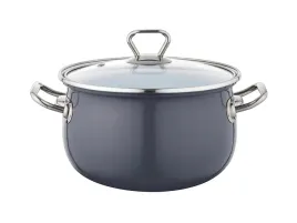 garnek-emalia-pleszew-bliss-18cm-2-8l-ciemny-szary-z-pokrywka-indukcja