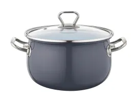 garnek-emalia-pleszew-bliss-20cm-3-8l-ciemny-szary-z-pokrywka-indukcja