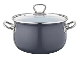 garnek-emaliowany-bliss-22cm-48l-ciemnoszary-z-pokrywka-szklana-emalia