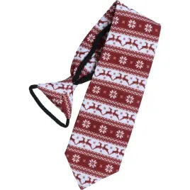 krawat-swiateczny-dzieciecy-renifery-i-sniezynki-bordo-bialy