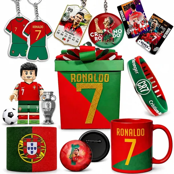 DUŻY ZESTAW CRISTIANO RONALDO XXL PREZENTOWY 20 EL. BRELOK KOSZULKA KUBEK