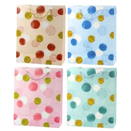 torba-prezentowa-wzor-zlote-kropki-pastelowa-32-26-10-cm