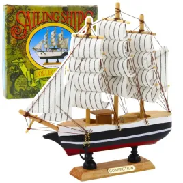 model-kolekcjonerski-dekoracyjny-statek-zaglowiec-czarno-bialy-21x21cm