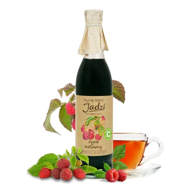 Suplement diety z witaminą C Syrop malinowy 420 ml. Babcia Jadzia