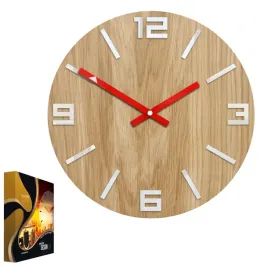 zegar-scienny-drewniany-debowy-akrylowy-arabic-wood-whiteandred-okragly