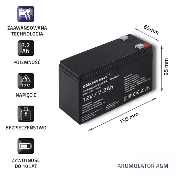 qoltec-akumulator-agm-12v-7-2ah-max-108a-pojemnosc-akumulatora-7200-mah