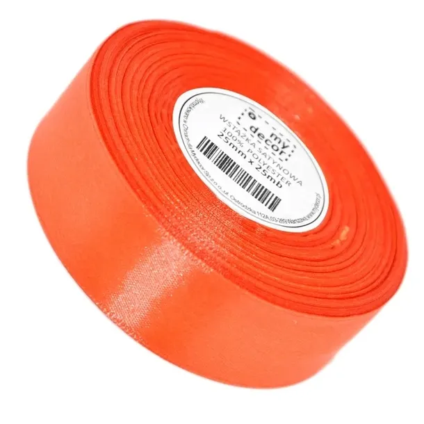 Wstążka Satynowa Tasiemka Atłasowa 25mm 25mb 3076 marchewka