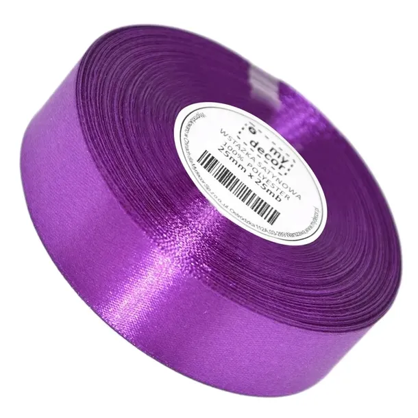 Wstążka Satynowa Tasiemka Atłasowa 25mm 25mb 3169 FIOLET ŚLIWKA