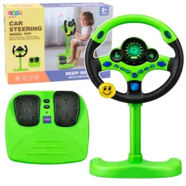 kierownica-interaktywna-na-stojaku-z-pedalami-swiatla-dzwieki-zielona