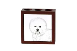 bichon-frise-tenerife-dog-stojak-na-dlugopisy-z-psem-organizer-na-biurk