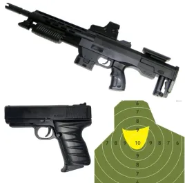 karabin-shotgun-pistolet-tarcza-zolnierz-bron-karabiny-pistolet-i-tarcza