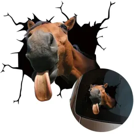 naklejka-grafika-na-samochod-zbita-szyba-wygladajacy-kon-horse-15x165