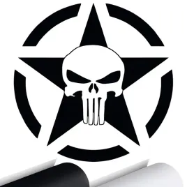 naklejka-na-samochod-punisher-gwiazda-czacha-15x15