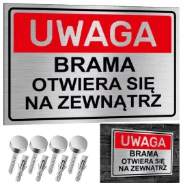 nierdzewna-tabliczka-uwaga-brama-otwiera-sie-na-zewnatrz-30x20-aluminium