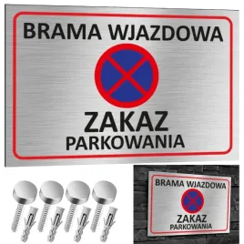 nierdzewna-tabliczka-uwaga-brama-wjazdowa-zakaz-parkowania-30x20-aluminium