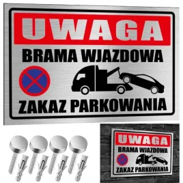 nierdzewna-tabliczka-uwaga-brama-wjazdowa-zakaz-parkowania-30x20-aluminium