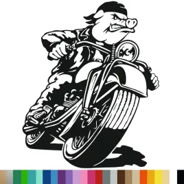 naklejka-dekoracyjna-na-sciane-swinia-wieprz-motocykl-motor-biker-94x115