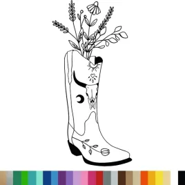 naklejka-dekoracyjna-na-sciane-but-kowbojka-kwiaty-flowers-58x120