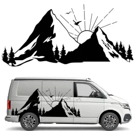 naklejka-grafika-na-kamper-auto-przyczepe-gory-mountains-slonce-las-90x191