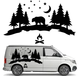 naklejka-grafika-na-kamper-przyczepe-niedzwiedz-bear-mis-gwiazdy-las-45x75