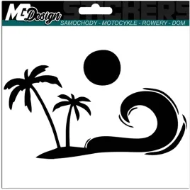 naklejka-na-samochod-beach-fala-palmy-slonce-15x9