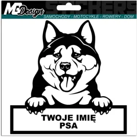naklejka-na-samochod-pies-akita-imie