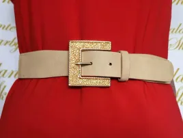pasek-guma-bezowy-zlota-klamra-kwadratowa-kamienie