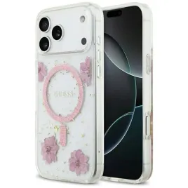 etui-guess-magsafe-do-iphone-17-pro-max-resin-flowers-glitter-pink-guess