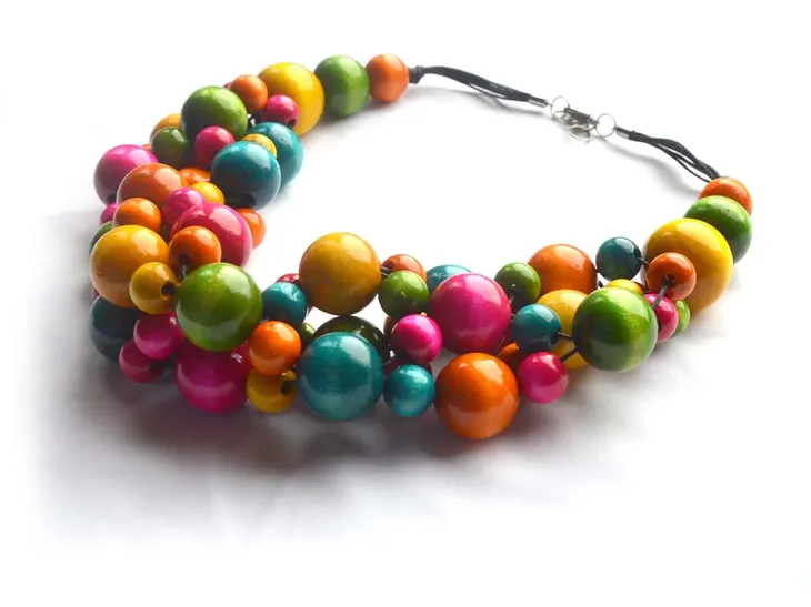 Kolia drewniana NASYCONA korale drewniane naszyjnik handmade