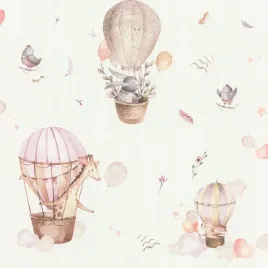 tapeta-zwierzeta-balony-dziecieca-flizelinowa