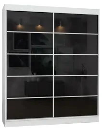 Zdjęcie produktu SZAFA PRZESUWNA 2D 100 cm NISKA - BIAŁA - lacobel czarny