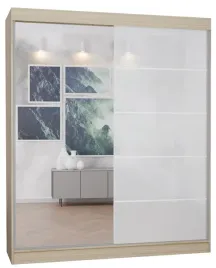 Zdjęcie produktu SZAFA 2D 100CM SONOMA fronty: lustro+lacobel BIAŁY